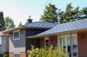 black slate shingles on roof of house